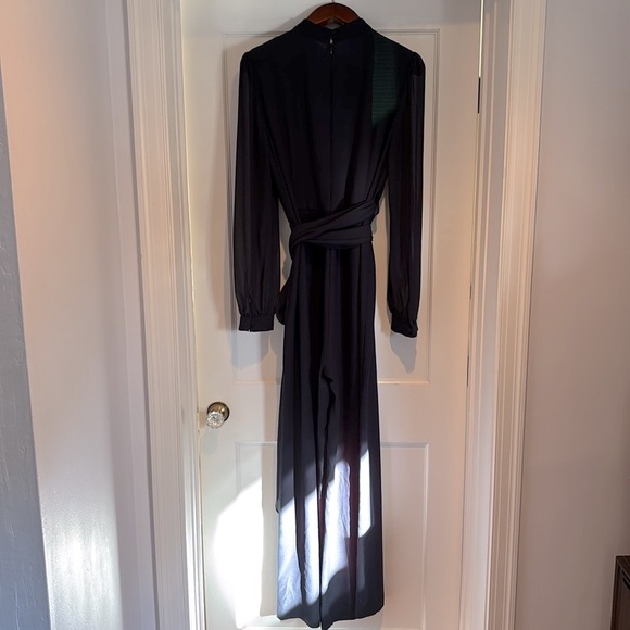 NWT Hobbs Vera long sleeve wide leg jumpsuit in navy blue with wrap tie - Picture 5 of 16